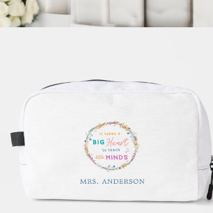 "It Takes a Big Heart" Bloemen, cadeau voor leerkr Toilettasje