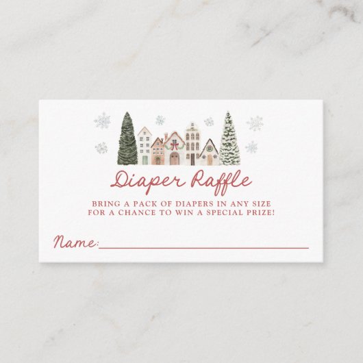 It Takes a Village Baby Shower Diaper Raffle Informatiekaartje (Voorkant)