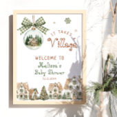 It Takes a Village Christmas Baby Shower Welcome Poster