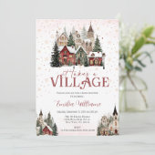 It Takes a Village Chritsmas Baby Shower Kaart (Staand voorkant)