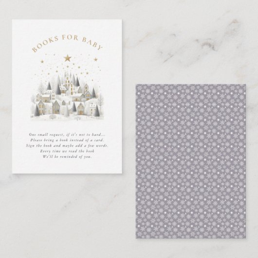 It Takes a Village Snowy Whimsical Baby Shower Informatiekaartje (Voorkant / Achterkant)