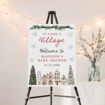 It Takes a Village Winter Baby Shower Welcome Sign