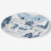 It takes a Village Winter Night Snow Baby Shower Papieren Bordje (Gekanteld)