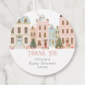 It takes a Village Winter Pink Snow Thank you Bedankjes Labels (Voorkant)