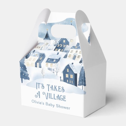 It Takes a Village Winter Snow Baby Shower Bedankdoosjes (Voorkant Zijde)