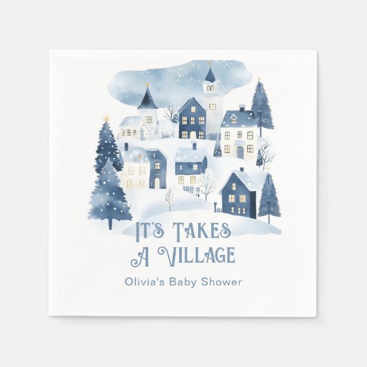 It Takes a Village Winter Snow Baby Shower Servet (Voorkant)