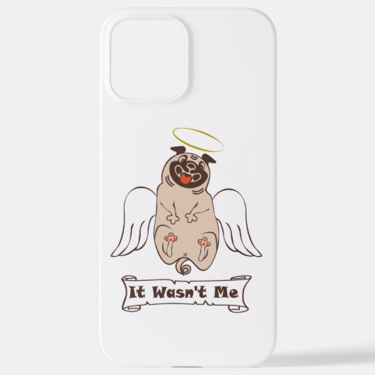 It Wasn't Me angel pug funny quote iPhone Hoesje (Achterkant)