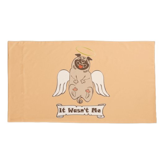 It Wasn't Me angel pug funny quote Kussensloop (Achterkant-Links)