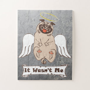 It Wasn't Me angel pug funny quote Legpuzzel