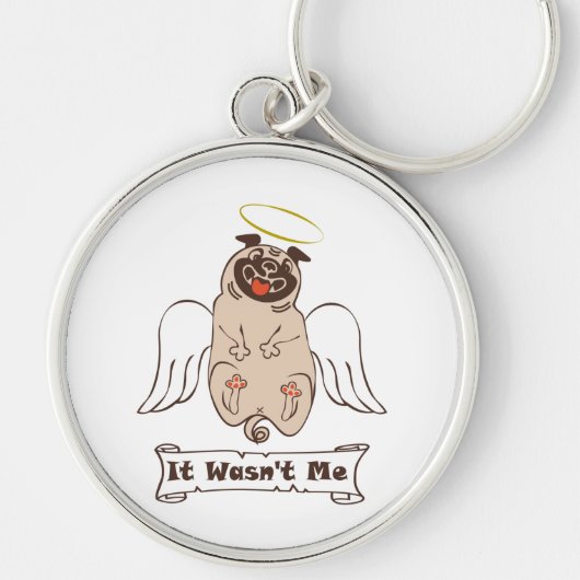 It Wasn't Me angel pug funny quote Sleutelhanger (Voorkant)