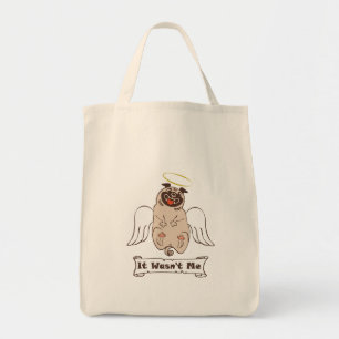 It Wasn't Me angel pug funny quote Tote Bag