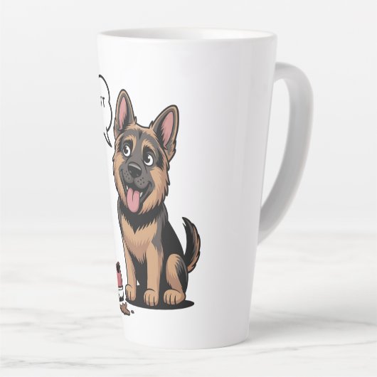 It Wasn't Me Funny German Shepherd Puppy Destroyed Latte Mok (Rechterhoek)