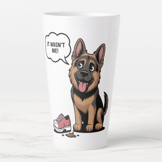 It Wasn't Me Funny German Shepherd Puppy Destroyed Latte Mok (Voorkant)