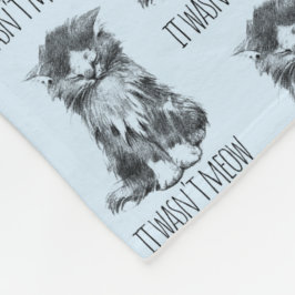It Wasn't Meow Cute Fluffy Kitten Light Blue Fleece Deken