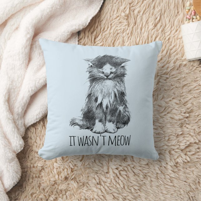 It Wasn't Meow Cute Fluffy Kitten Light Blue Kussen (Deken)