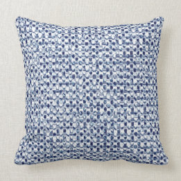 Itajime Shibori Blue Check Textile Geometric Weave Kussen