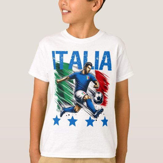 Italia 4 sterren voetbal t-shirt (Voorkant)