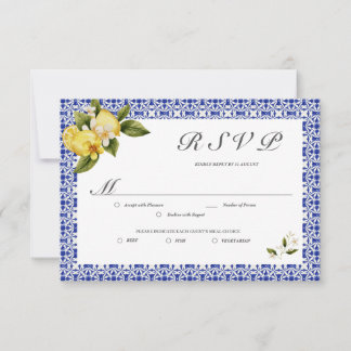 Italia Blue Waterverf Lemon RSVP-kaart RSVP Kaartje
