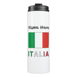 Italia e Bandiera Italiana con il Tuo Nome Thermosbeker