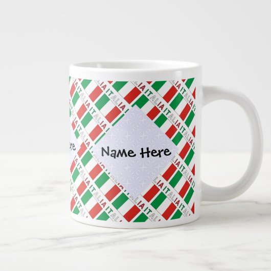 Italia e Bandiera Italiana Met Jouw naam Extra Grote Beker (Rechts)