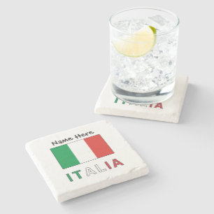 Italia en Italiaanse Vlag met Jouw Naam Stenen Onderzetter