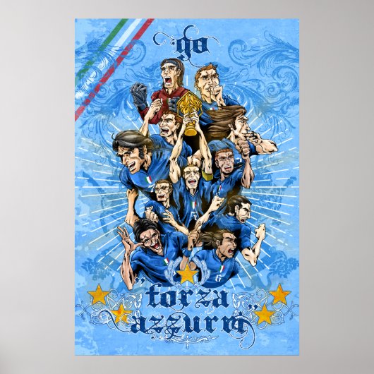 Italia Forza Azzurri Soccer Calcio art - Alejandro Poster (Voorkant)