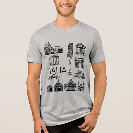 Italia Italian Monuments  Tri-Blend Shirt (Voorkant)