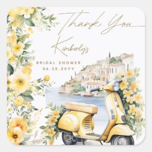 Italia Italië Positano Amalfi Vespa Bruidsfeestje Vierkante Sticker