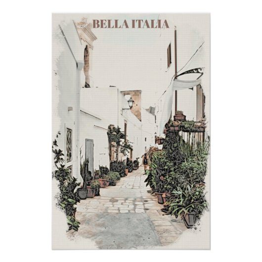 ** Italia Italie Rue Plantes maisons AP12 Poster (Devant)