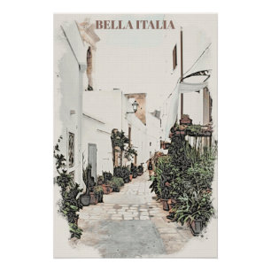 ** Italia Italië Street Planten Homes AP12 Poster Perfect Poster