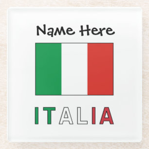 Italia Persoonlijke Italiaanse Vlag Glazen Onderzetter