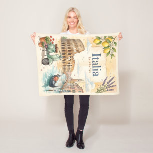 Italia Reizen in Vintage Stijl Fleece Deken