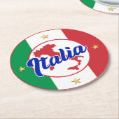 Italia Vlag & Kaart Ronde Kartonnen Onderzetter (Gebogen)