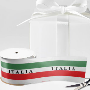 Italia Vlag Strepen op Witte Satijnen Lint