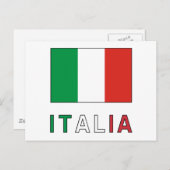 Italia Vlag & Word Briefkaart (Voorkant / Achterkant)