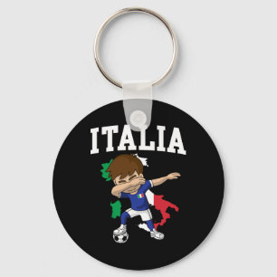 Italia Voetbal Jongen Italiaans Italia Vlag Kaart Sleutelhanger