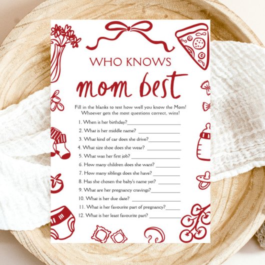 Italiaan die mama kent beste Baby shower spel Kaart