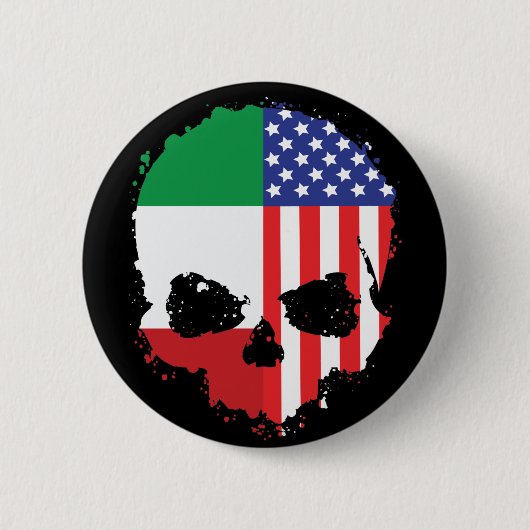 Italiaans-Amerikaans schedelontwerp met vlaggen Ronde Button 5,7 Cm (Voorkant)