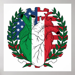 Italiaans-Amerikaans VS Verenigde Staten Italiaans Poster
