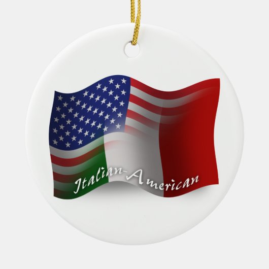 Italiaans-Amerikaanse golfvlag Keramisch Ornament (Voorkant)