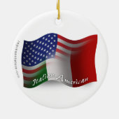 Italiaans-Amerikaanse golfvlag Keramisch Ornament (Achterkant)