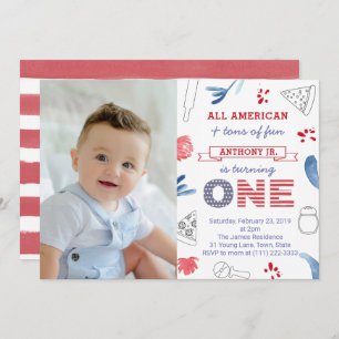 Italiaans-Amerikaanse Pizza 1st Birthday Party Afb Kaart