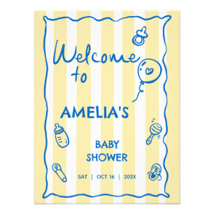 Italiaans Blauw Geel Ciao Baby Welkomstbord Foto Afdruk