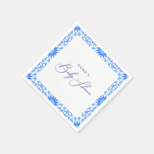 Italiaans blauw Tegel Baby shower minimalistisch Servet