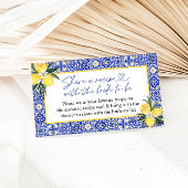 Italiaans blauw tegel bruidsdouche recept verzoek informatiekaartje