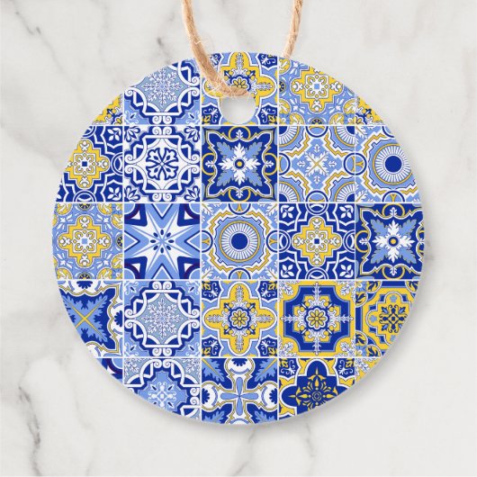 Italiaans Blauw Tegel Citrus Citrus Script Bedankt Bedankjes Labels (Achterkant)