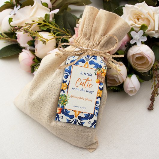 italiaans blauw Tegel cutie Sinaasappel citrus Bab Cadeaulabel