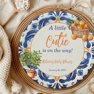 italiaans blauw Tegel cutie Sinaasappel citrus Bab Papieren Bordje