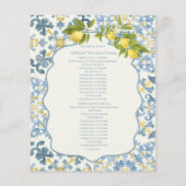 Italiaans Blauw Tegel Lemon Wedding Ceremony Progr (Achterkant)