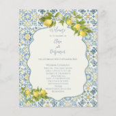 Italiaans Blauw Tegel Lemon Wedding Ceremony Progr (Voorkant)